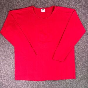Vintage 90s Anvil‎ Red Long Sleeve Jesus Shirt Womens XL Embossed Single Stiched
